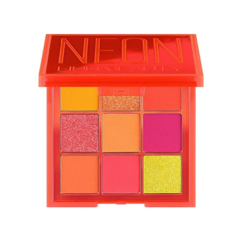 brand neon obsessions eyeshadow palette highly pigmented 9 shades for mattes creamy metallics shimmers smooth and blendable texture orange pink or