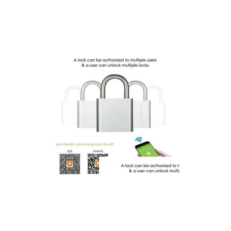 wireless padlock bluetooth smart lock keyless remote control locker metal design wireless app control padlock for androidios