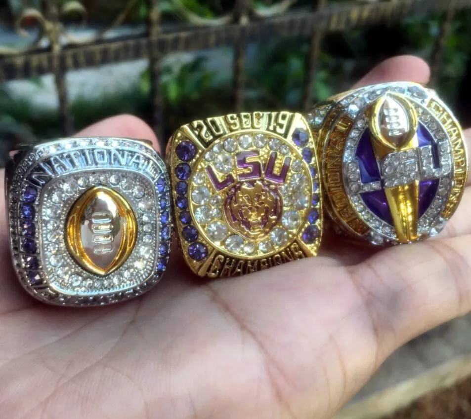 lsu 6pcs 2003 - 2019 tigers nationals team champions championship ring souvenir men fan gift 2019 2020 wholesal