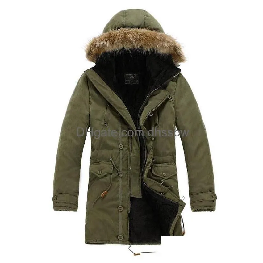 warm fleece mens hooded jacket brand fur collar down jacket men overcoat large size for winter autumn
