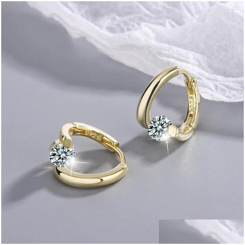 Hoop & Huggie Hoop Earrings Real 1 Carat Round Moissanite Diamond Women 925 Sterling Sier Sparkling Wedding Party Fine Jewelry Drop D Dh9Wn