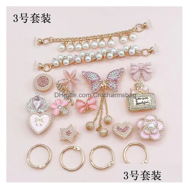 Shoe Parts & Accessories Wholesale Sell Hole Graden Shoe Accessories Metal Clog Charms Removable Chain Shoes Buckle Pearl Small Fragra Dhhub