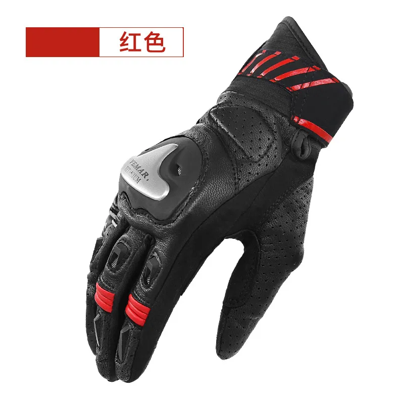 motorcycle riding gloves mens four season leather motorcycle gloves rider equipped with anti-fall windproof road racing gloves