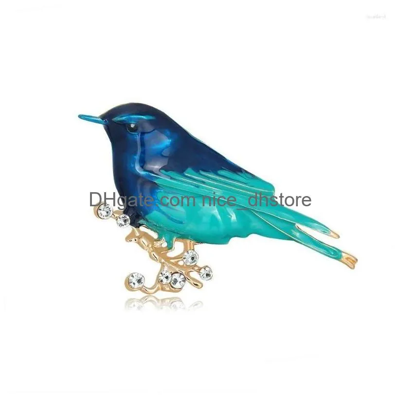 brooches lovely blue bird brooch animal crystal pin collection custom accessories wedding badge jewelry gifts women teen girls