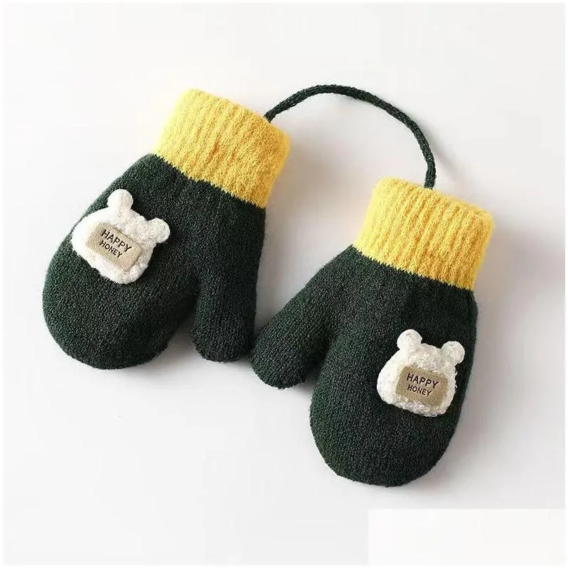 Mittens 2023 New Candy Colors Baby Knitted Mittens Lovely Animal Design Cute Gloves For 1-3 Years Old Drop Delivery Fashion Accessorie Dhc27