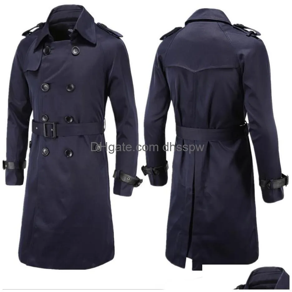 men trench coat classic double breasted trench coat masculino male winter clothing long jackets coats british style overcoat