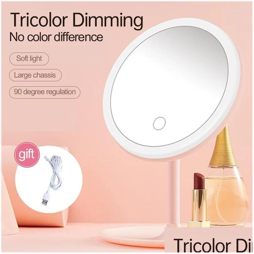 compact mirrors makeup mirror with led light adjustable touch dimmer vanity table cosmetic smart eye protection fill