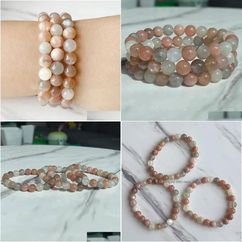 Beaded Mg2031 New Design 8 Mm Rainbow Sunstone Bracelet Set Womens Natural Gemstone Beaded Energy Jewelry Drop Delivery Jewelry Brace Dharg