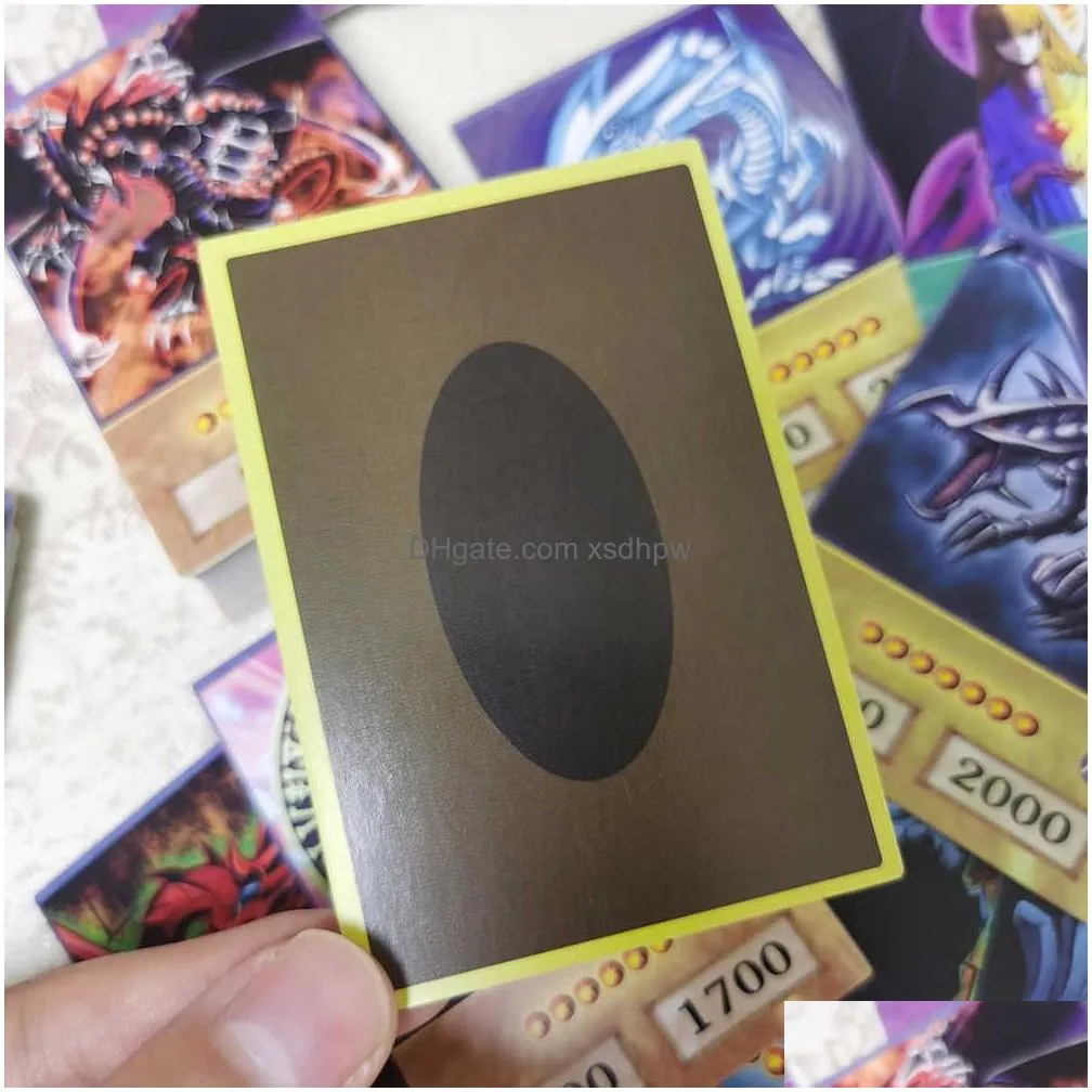 card games 100pcs yu-gi-oh anime style cards blue eyes dark magician exodia obelisk slifer ra yugioh dm classic proxy diy card kids