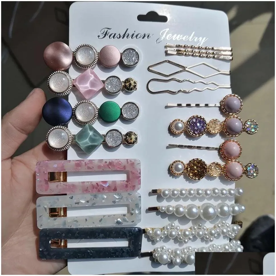 Hair Clips & Barrettes Pearl Hairpin Set Collection Fashion Amazon Acrylic Acid Hair Clips Combination Christmas Gift Women Jewelry D Dhf3O