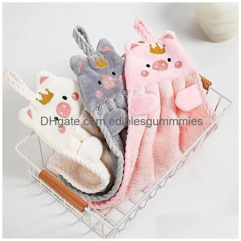 towel cute hand kitchen bathroom super absorbent microfiber tableware cleaning cartoon pig hanging