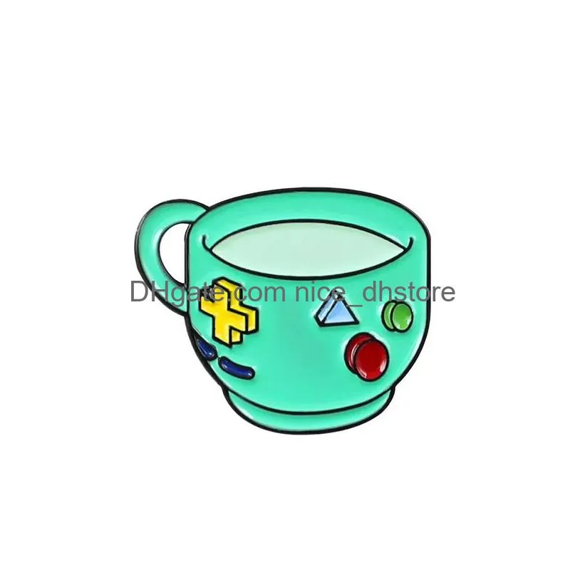 brooches creative cartoon character coffee cup brooch game robot finn jake bmo bubble princess star moon mug friend badge gifts