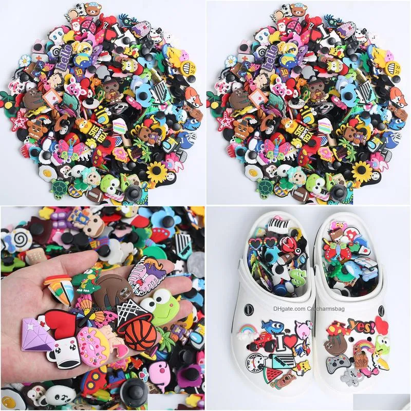 Shoe Parts & Accessories Wholesale 30-50-100Pcs Mixed Cartoon Random Different Shoes Charms Fit Clog Shoes/Wristbands Children Party B Dhosl