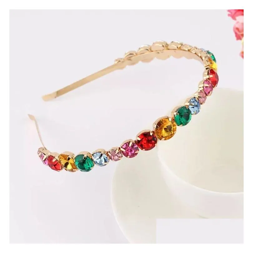 Headbands Metal Rhinestone Headbands Flower Alloy Imitation Pearl Hair Accessory Leaf Star Head Hoop Colorf Gemstone Baroque Drop Del Dhmcx