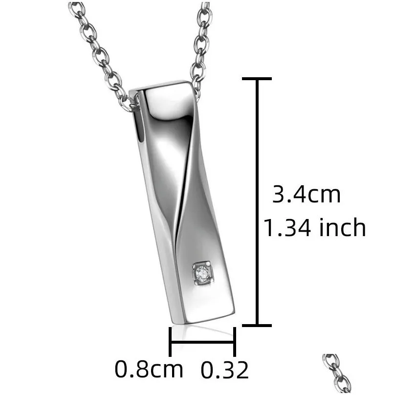 Pendant Necklaces Crystal Birthstone Ashes Urn Stainless Steel Twist Cuboid Bar Pendant Memorial Keepsake Cremation Jewelry Urns Drop Dhf6G