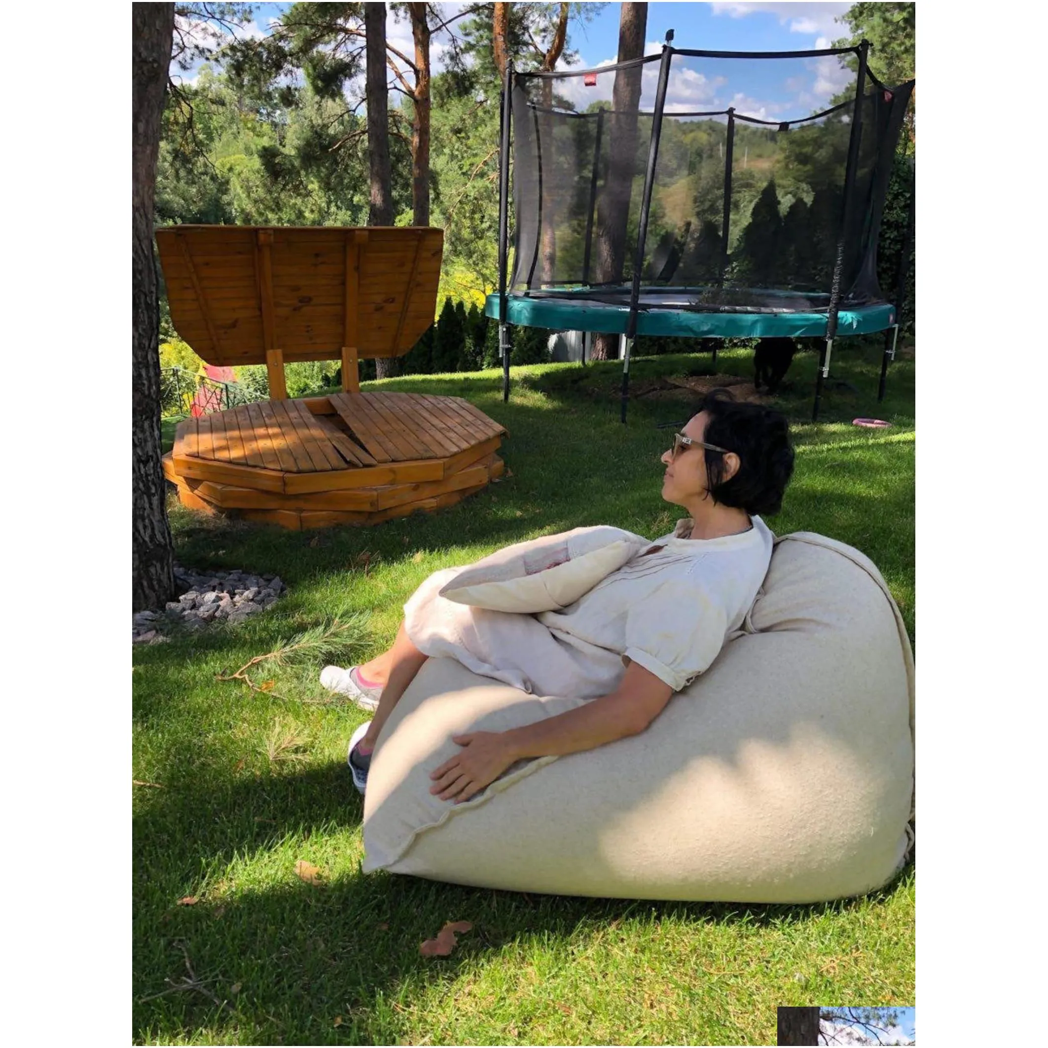 Outdoor Bags Bean Bag Chair Linen Floor Cushion Seat Lounge Pouf Outdoor Pillow Adt Drop Delivery Sports Outdoors Oteoj