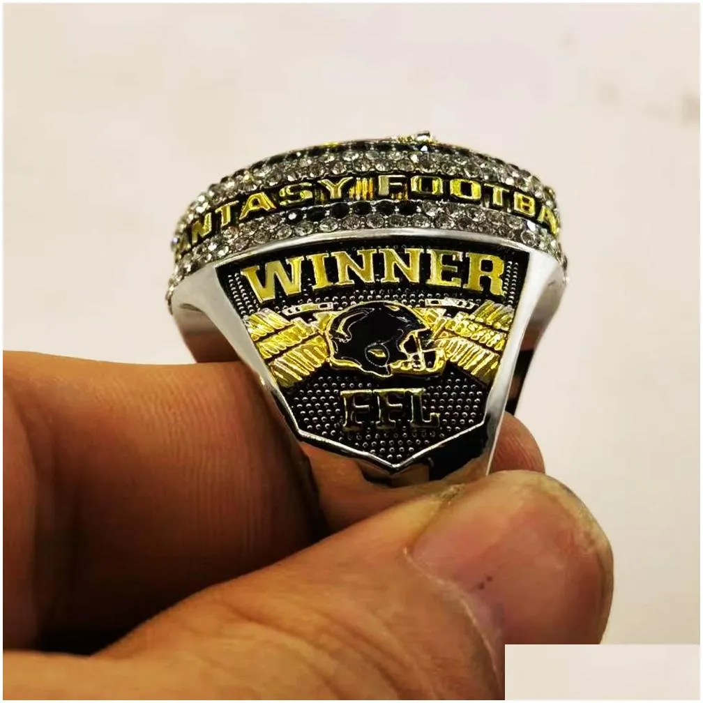 2023 fantasy football championship ring with stand arrive