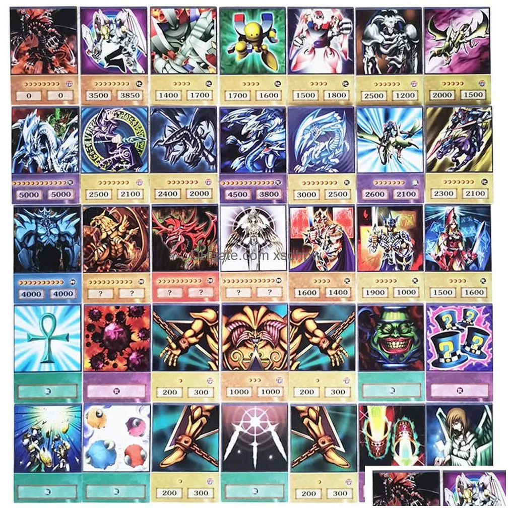 card games 100pcs yu-gi-oh anime style cards blue eyes dark magician exodia obelisk slifer ra yugioh dm classic proxy diy card kids