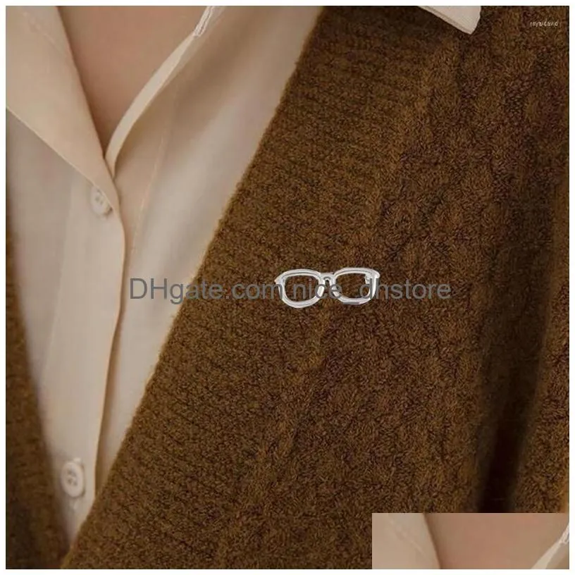brooches 1pc fashion men gold sliver color frame round glasses style personality gift trendy accessories