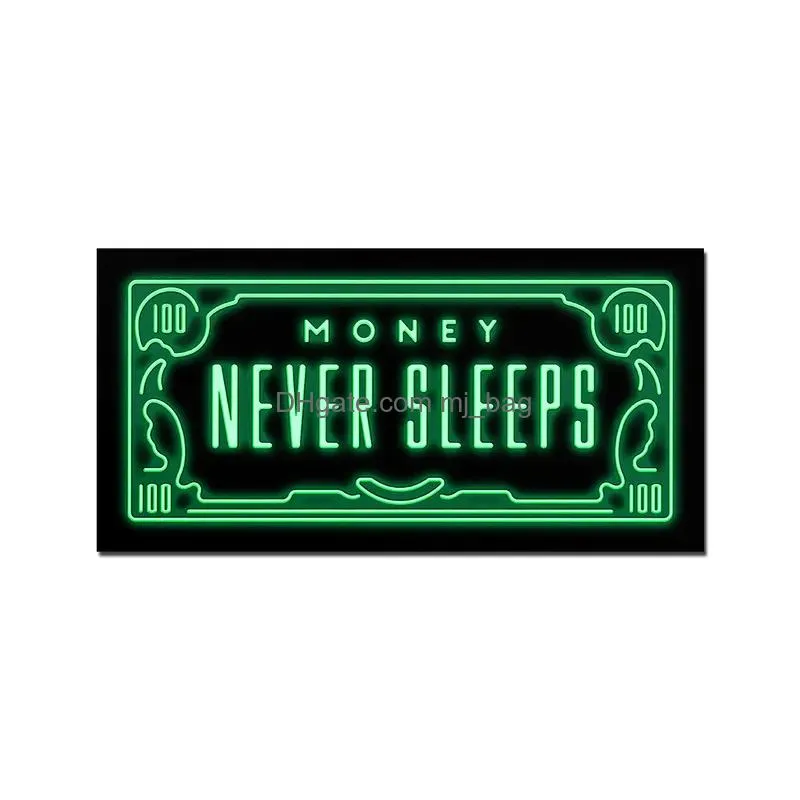 Paintings Money Never Sleeps Canvas Paintings Art Posters And Inspiring Phrases Prints Wall Pictures For Living Room Home Decoration D Dhent