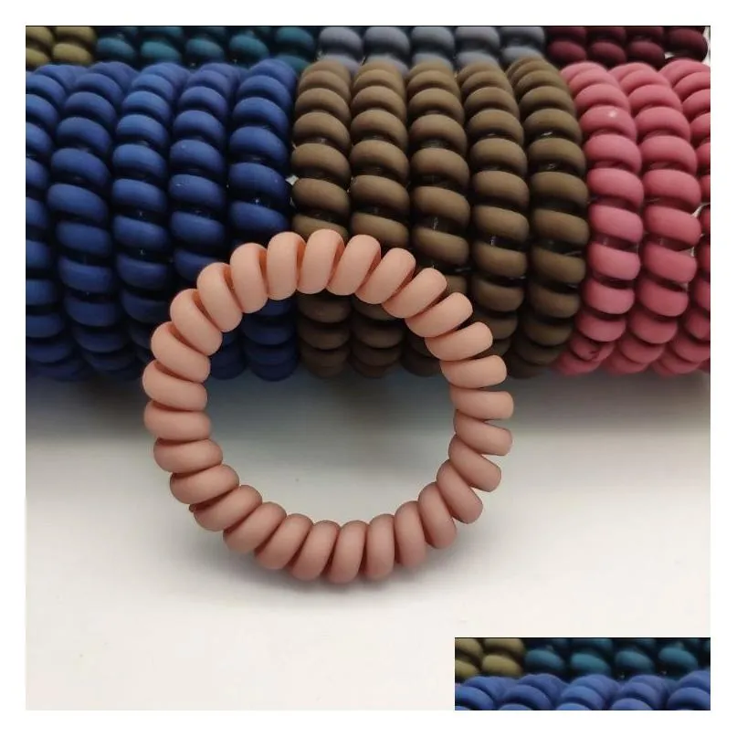 Pony Tails Holder Matt Colors Telephone Wire Pony Tails Holder Cord Gum Good Quality Girls Elastic Hair Rope Bracelet Drop Delivery J Dh5Fp