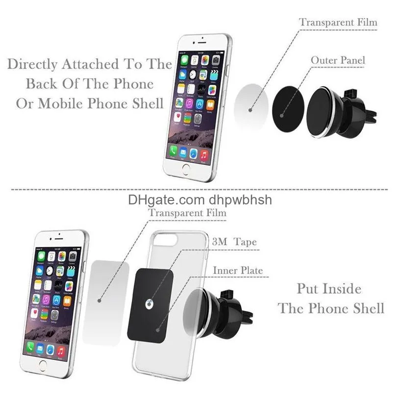 strong magnetic universal car air vent phone mount 360 degree holder with 6pcs reinforced magnet mount for iphone x samsung gps mobile