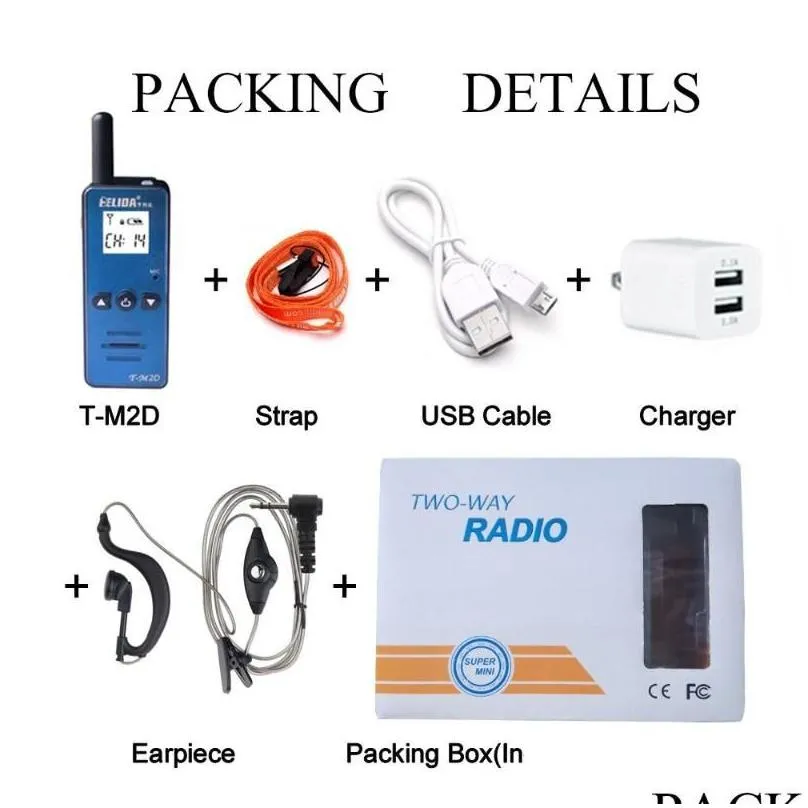 walkie talkie helida t-m2d 2w super mini two way radio frs gmrs uhf 400-520mhz