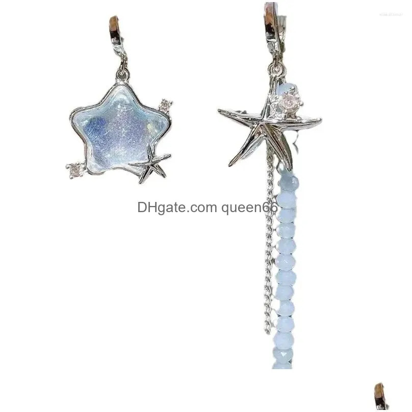 Dangle & Chandelier Dangle Earrings Blue Acrylic Star Crystal Chain Pendant For Womens Starfish Party Jewelry Drop Delivery Jewelry E Dhybt