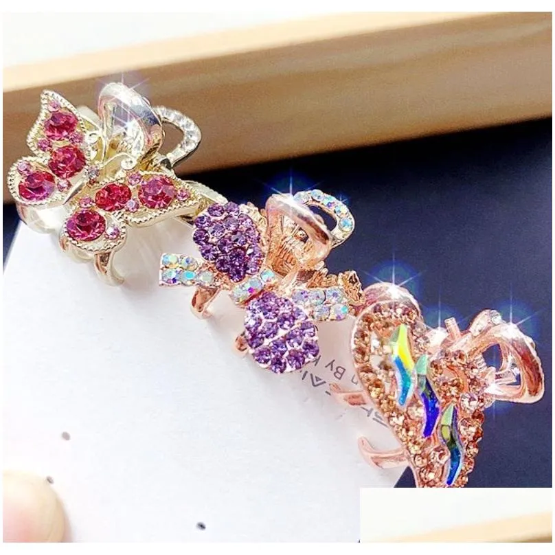 Hair Clips & Barrettes Shinny Colorf Zircon Small Hair Clips Fashion Pretty Catch Clip Pearl Czech Rhinestones Hairgrips Headdress Ra Dhqjr