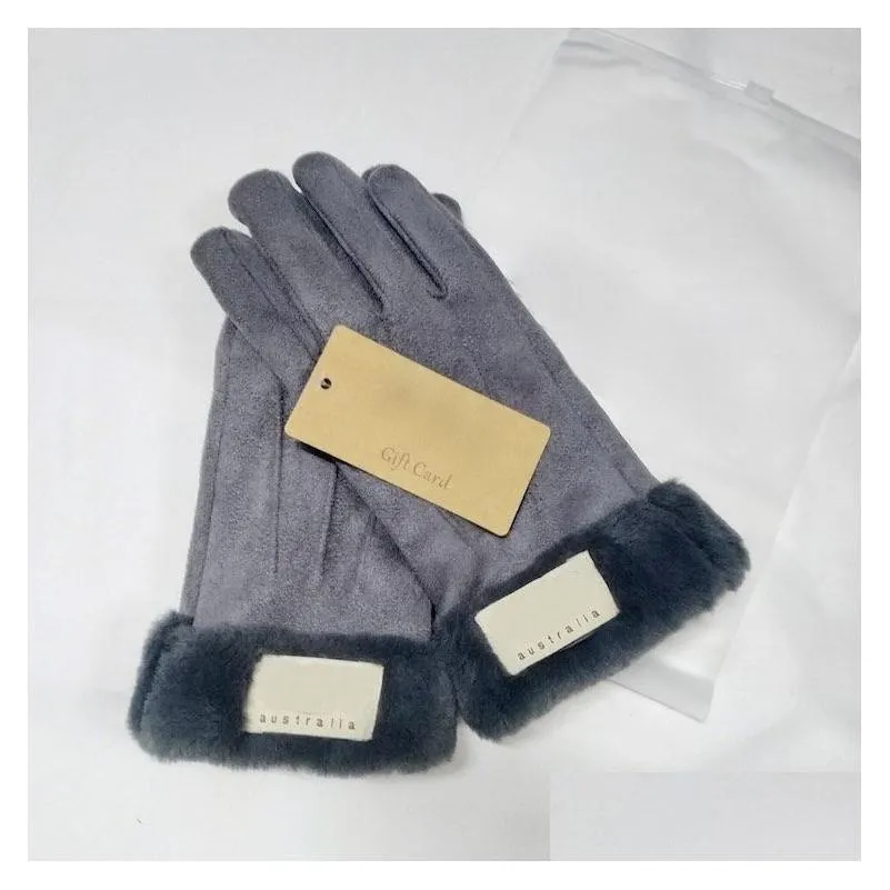 Five Fingers Gloves Winter Women Leather Gloves Matt Fur Mittens Pu Five Fingers 4 Colors With Tag Wholesale Drop Delivery Fashion Acc Dh7Ue