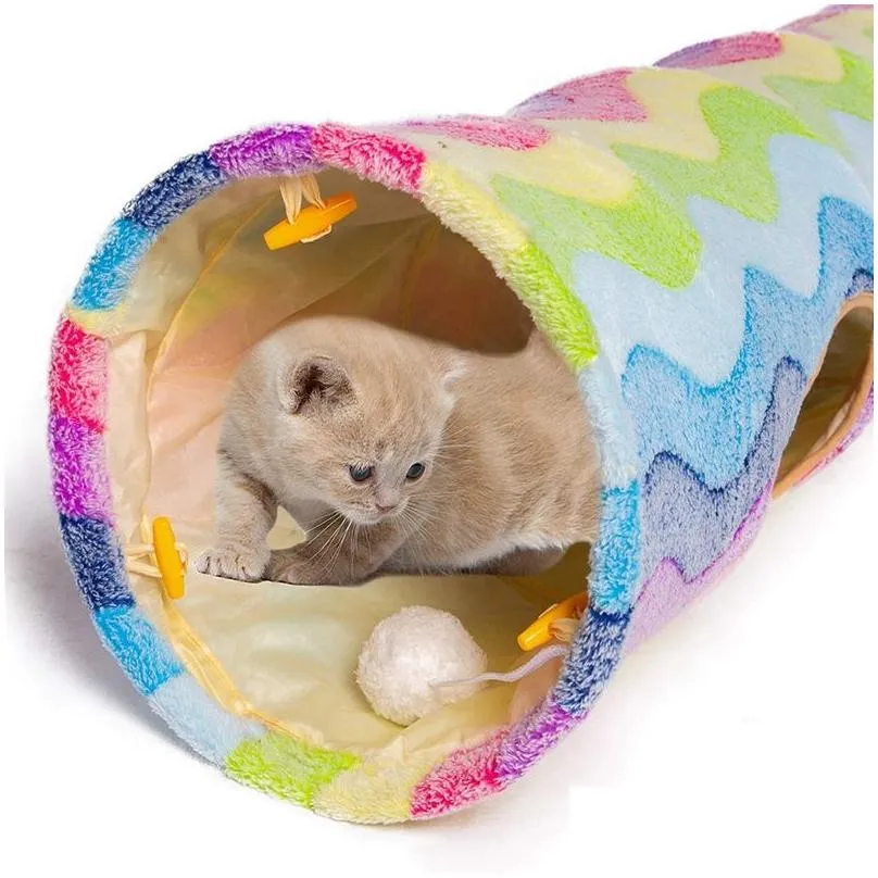 Cat Toys Cat Tunnel Toy Collapsible Tube With P Balls For Small Pets Rabbits Kittens Ferrets Puppy And Dogs4131242 Drop Delivery Home Ot0Nm