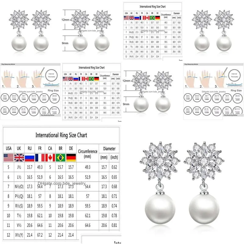 back jewelry supply womens earrings flower pearl stud earrings full of zircon ear jewelry accessories