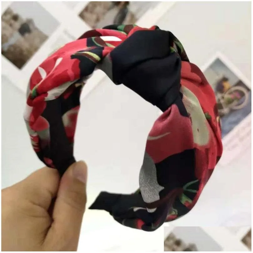 Headbands Fashion Headband Wide Brimmed Middle Knot Hairs Bands For Women Flower Printing Hairpin 5 Colors Drop Delivery Jewelry Hair Dhnyn