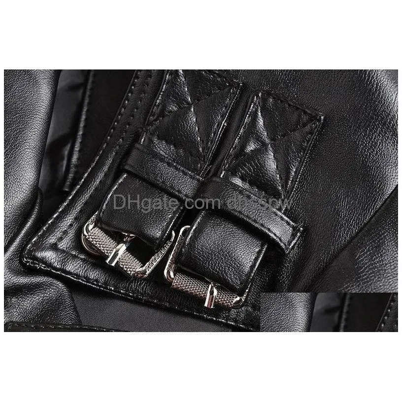 mens leather jackets black motorcycle jackets skulls rivets oblique zipper slim fit quilting punk leather jackets