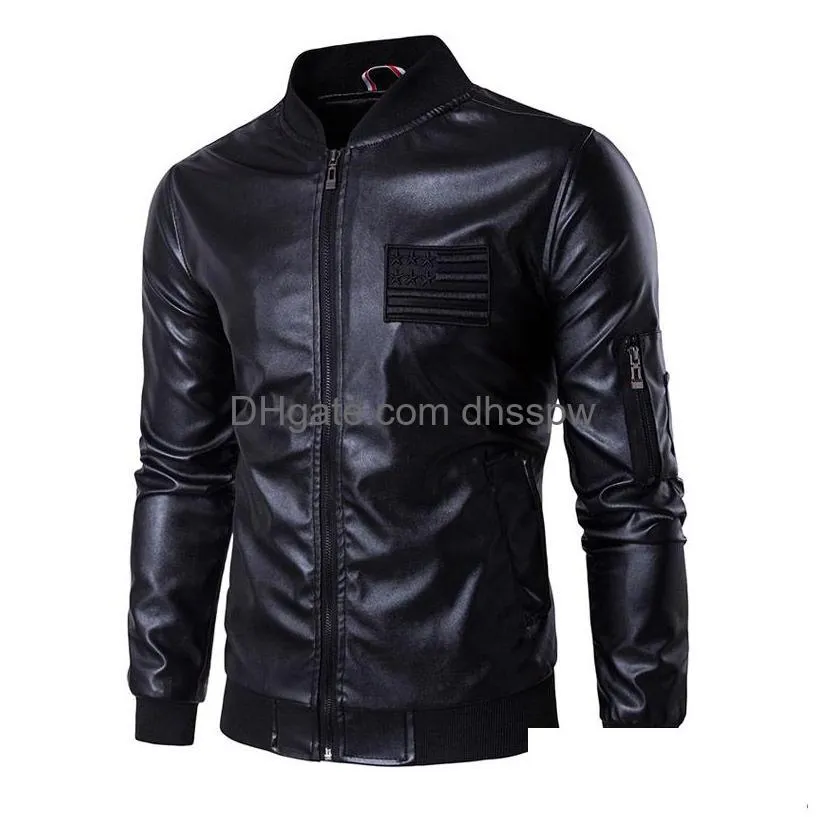  leather jackets men american flag leather bomber jackets men letters embroidery jackets and coats spring autumn