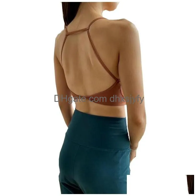 yoga outfit minimalist bra thin shoulder strap sport bras women backless fitness running tops sling sportswear gym training