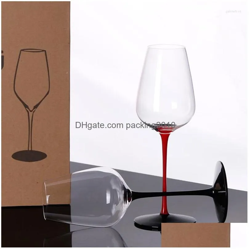 Wine Glasses Crystal With Red And Black Background Handmade Hand-Painted Drop Delivery Dhmwy