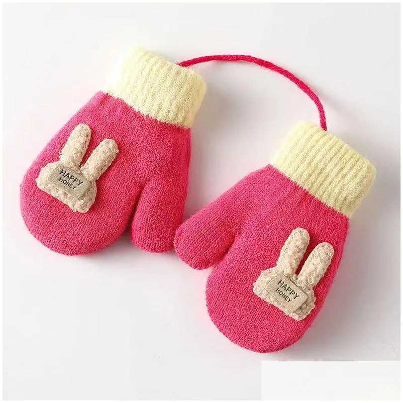 Mittens 2023 New Candy Colors Baby Knitted Mittens Lovely Animal Design Cute Gloves For 1-3 Years Old Drop Delivery Fashion Accessorie Dhc27