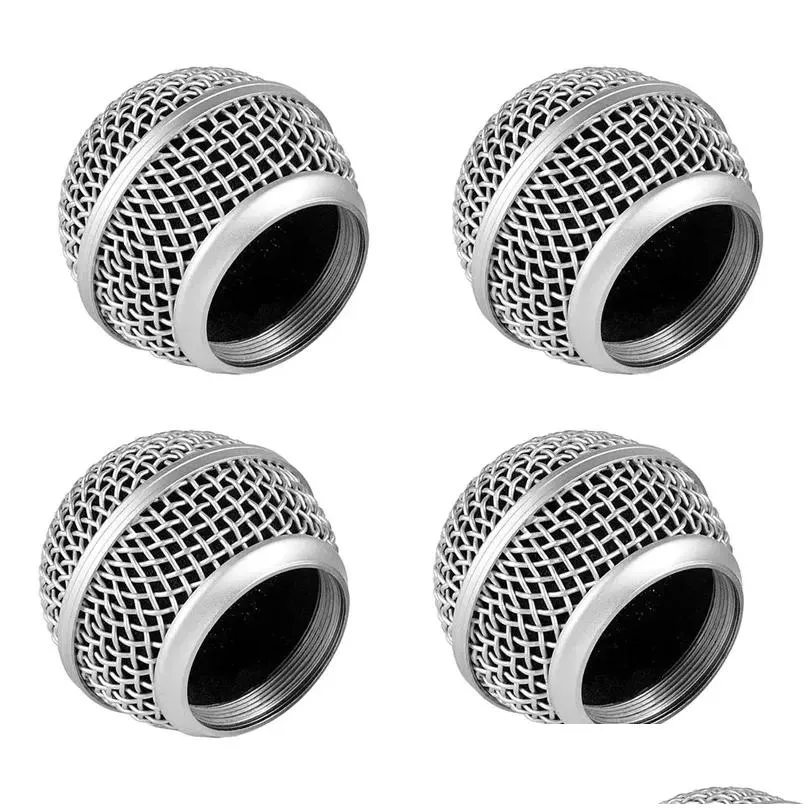 microphones 4 pcs metal microphone mesh heads head with sponge compatible