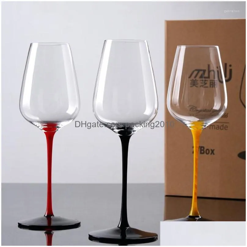 Wine Glasses Crystal With Red And Black Background Handmade Hand-Painted Drop Delivery Dhmwy