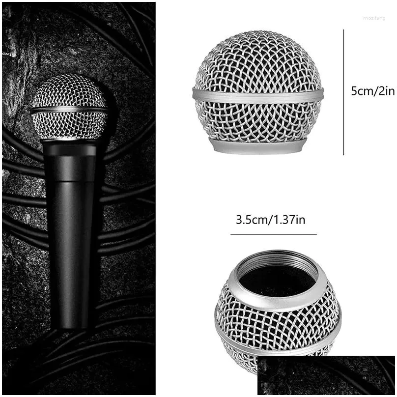 microphones 4 pcs metal microphone mesh heads head with sponge compatible