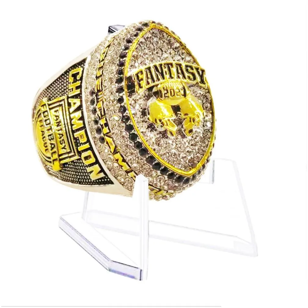 2023 fantasy football championship ring with stand arrive