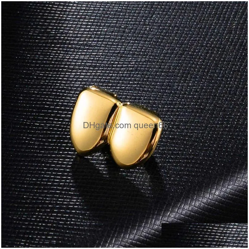 Belly Chains Double Caps Grillz Two Teeth Top Hip Hop Grills For Men Rapper Jewelry Drop Delivery Jewelry Body Jewelry Dhiab