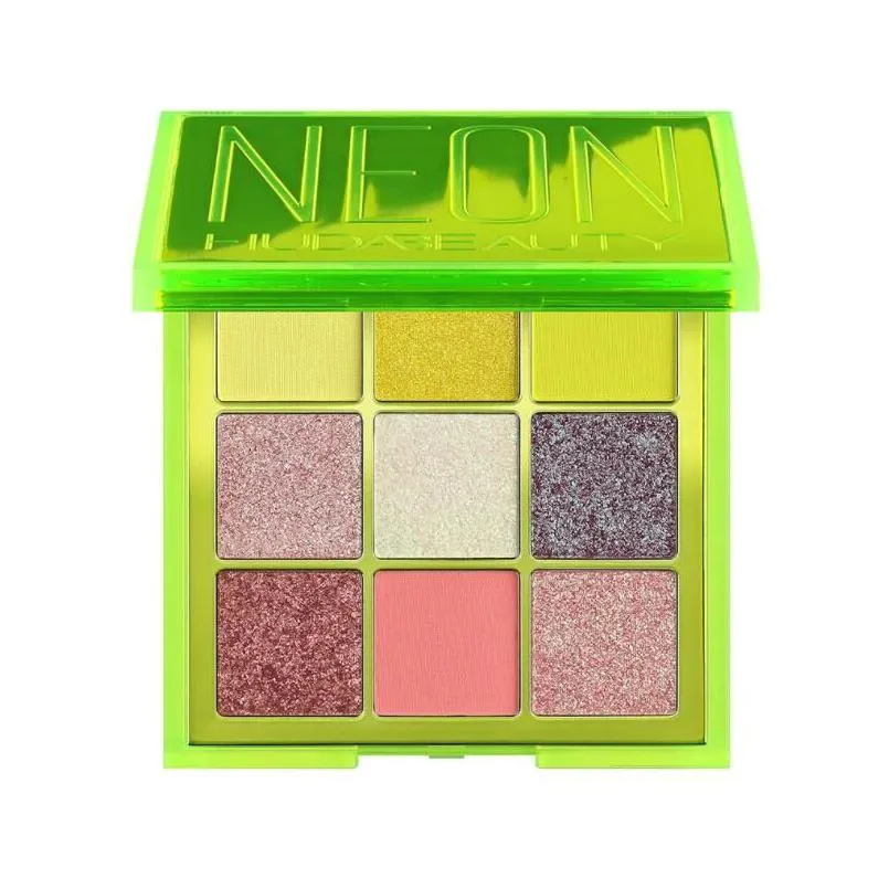 brand neon obsessions eyeshadow palette highly pigmented 9 shades for mattes creamy metallics shimmers smooth and blendable texture orange pink or