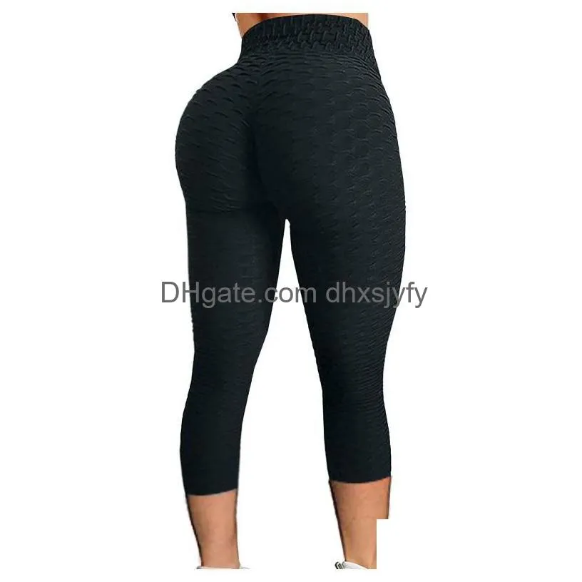 yoga outfit womenbubble hip lifting legging high waist fitness gym sports pants push up elasticity plus size cropped tight