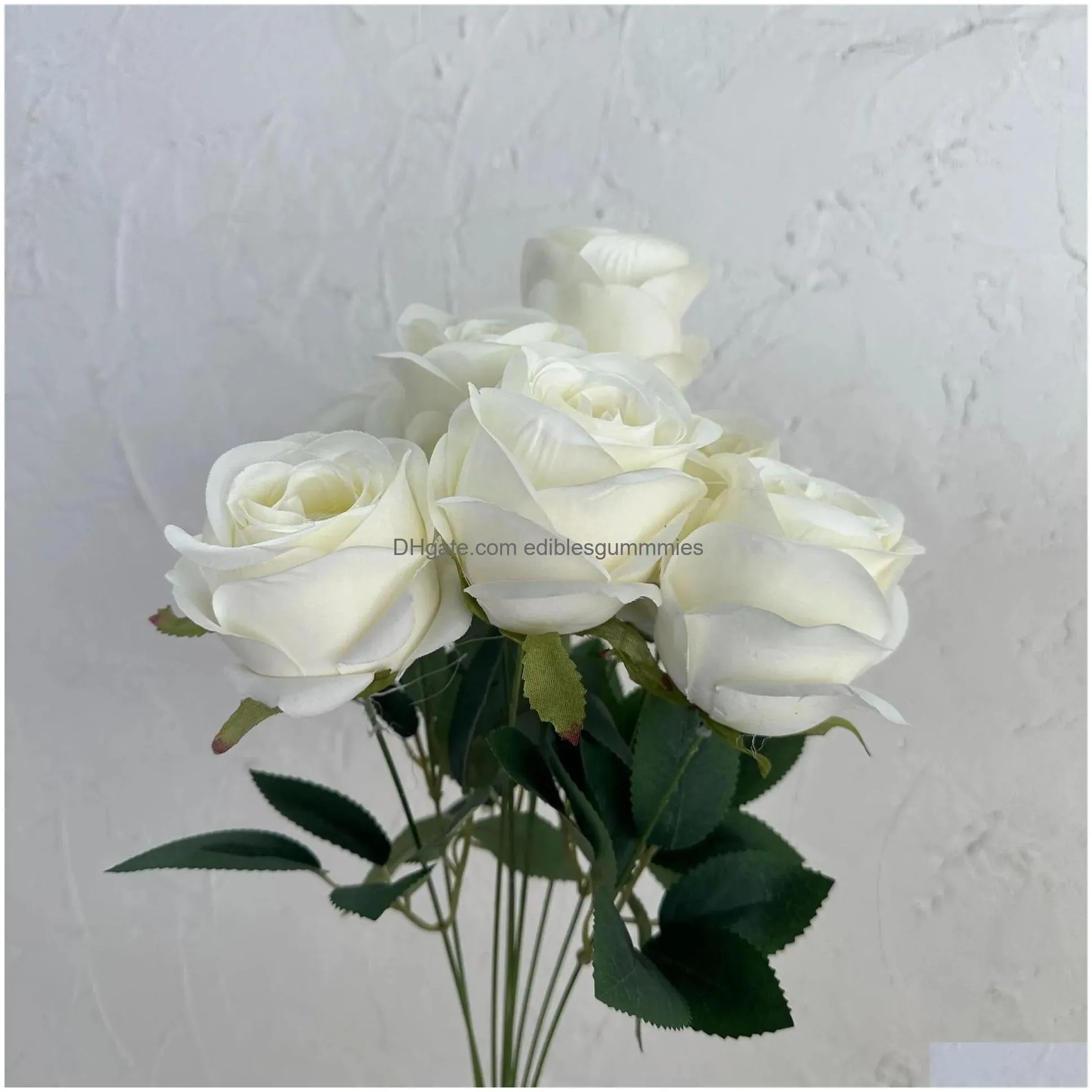 wedding decorative flowers 9heads rose bouquet silk flowers for home decorations