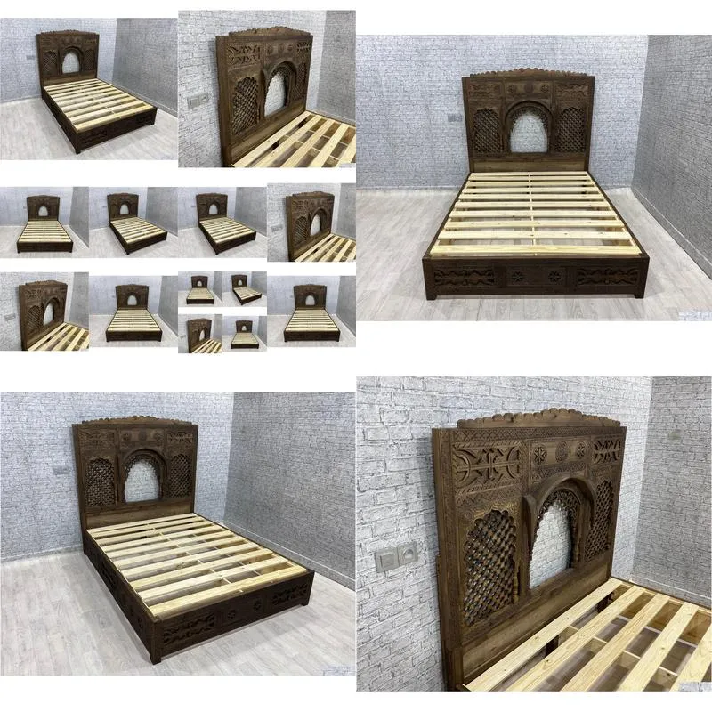 Headboard Fabous Traditional Frame Bed Moroccan Custom Bedroom Furniture Drop Delivery Home Garden Home Decor Otc7N
