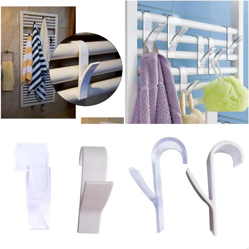 Storage Holders & Racks Kitchen Bathroom Towel Hanger Storage Racks For Heated Radiator Rail Clothes Scarf Hooks Holder 4Pcs Drop Deli Ott1F