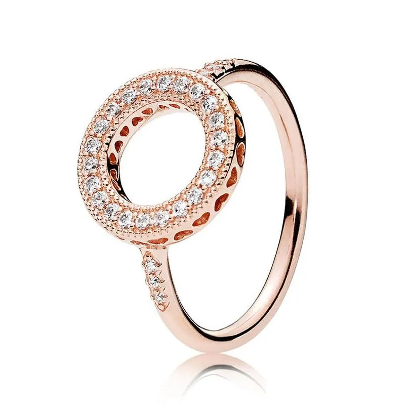 Band Rings New High Quality 925 Sterling Sier 18K Rose Gold Fit Thin Finger Cherry Blossom Crown Rings Stackable Party Round Women Or Otody