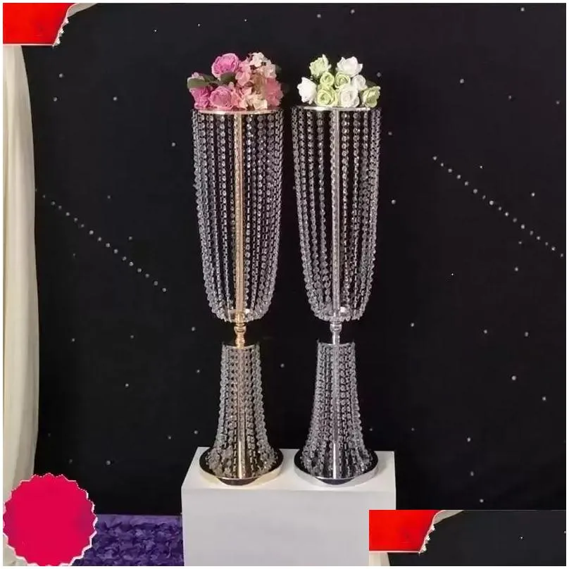80cm/100cm acrylic crystal wedding decoration flower ball holder table centerpiece vase stand crystal candlestick party fy3764 jn02